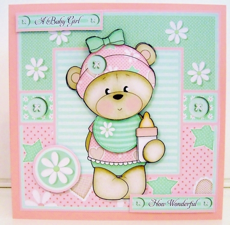 New Baby Girl Bella Teddy Bear Mini Kit by Pam Stubley