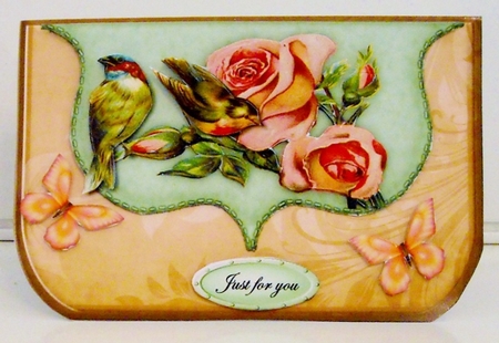 Vintage Envelop  Card Roses Birds & Butterflies Mini Kit by Pam Stubley