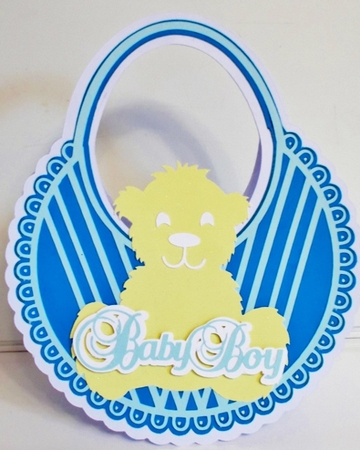 Boy/ Girl Teddy Bib Card. All file  formats by Pam Stubley