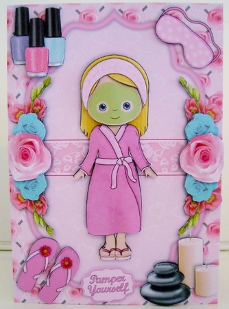 Pamper Yourself In Pink A5 Decoupage Mini Kit by Pam Stubley
