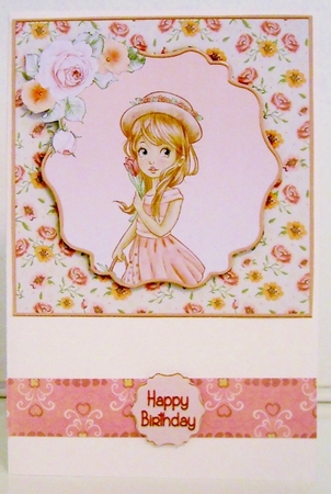 Card Topper Beautiful Rose Tulip Girl 112 by Pam Stubley