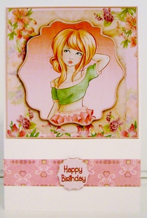 Card Topper Beautiful Rose Tulip Girl 115 by Pam Stubley