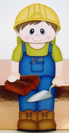 3D On the Shelf Card Kit - Little Workman Bricklayer Ronny by Pam Stubley