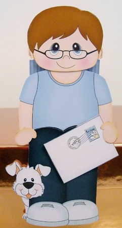 3D On the Shelf Card Kit - Cute little Teen Tyrone has a Mini Card & Envelope by Pam Stubley
