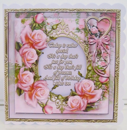 Beautiful Rose Verse Card Front Kit-Happy Birthday 1 by Pam Stubley