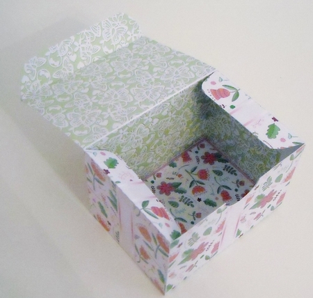 Gift Box Colourful Floral Pattern with Bow Decoupage by Pam Stubley