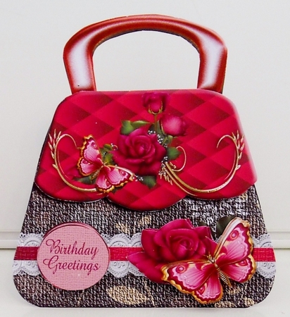 Pink and Brown Handbag Shaped Card Mini Kit by Pam Stubley