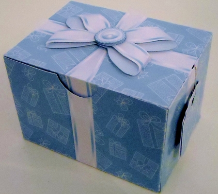 Gift Box Blue Gifts Pattern with Bow Decoupage by Pam Stubley