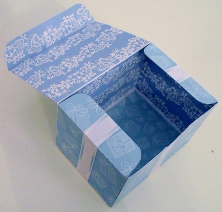 Gift Box Blue Gifts Pattern with Bow Decoupage by Pam Stubley