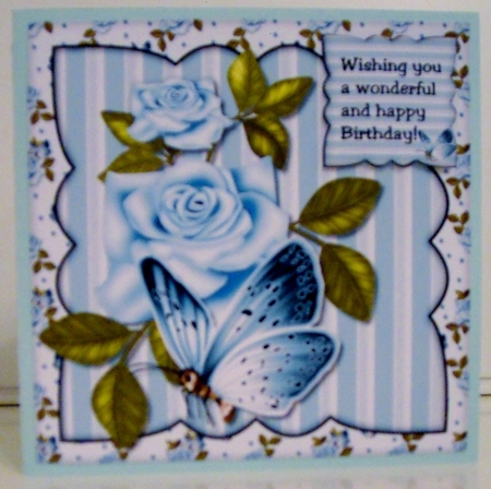 Scallop topper Vintage bleu roses & Butterfly by Pam Stubley