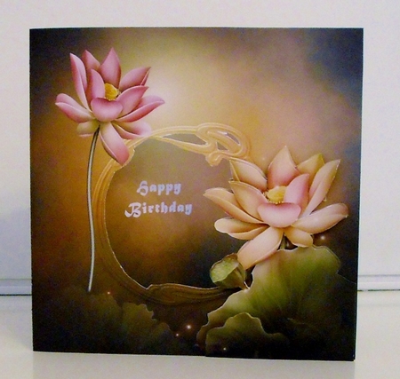 LOVELY LOTUS BIRTHDAY APERTURE CARD by Pam Stubley