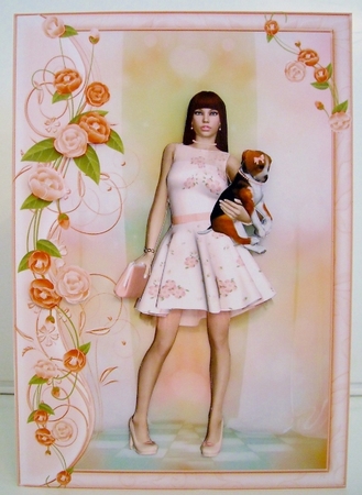 Fashionista! And her Dog Card Front and Decoupage by Pam Stubley