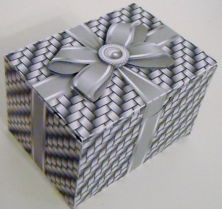 Gift Box Metal Stitch Pattern with Bow Decoupage by Pam Stubley