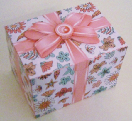 Gift Box Modern Floral Pattern with Bow Decoupage by Pam Stubley