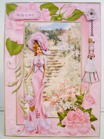 Elegant vintage lady card topper & decoupage by Pam Stubley