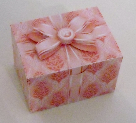 Gift Box Coral Damask Pattern with Bow Decoupage by Pam Stubley