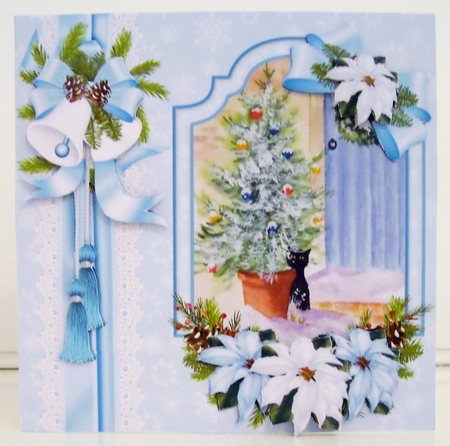 8x8 Blue Christmas choice of two watercolour scenes Christmas by Pam Stubley