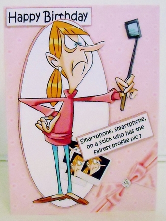 Teen with selfie stick quick card by Pam Stubley