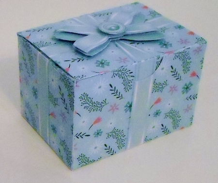 Gift Box Spring Floral Aqua Background with Bow Decoupage by Pam Stubley