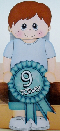 3D On the Shelf Card Kit - Little Boy Craige is the Birthday Boy with ages 6 - 11 age Rosette Decoupage by Pam Stubley