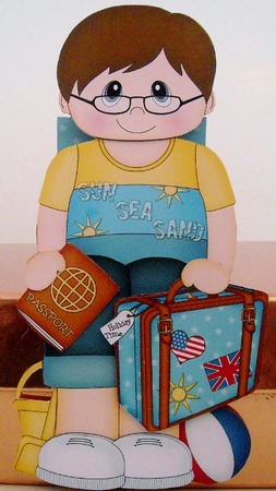3D On the Shelf Card Kit - Little Jet Setter Harland is off on Holiday by Pam Stubley