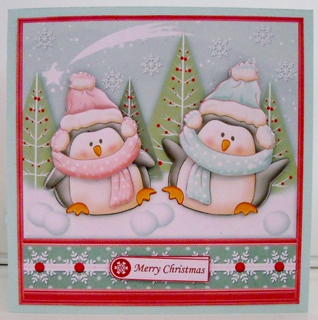 HAPPY CHRISTMAS PENGUINS 8x8 Decoupage MINI Kit by Pam Stubley