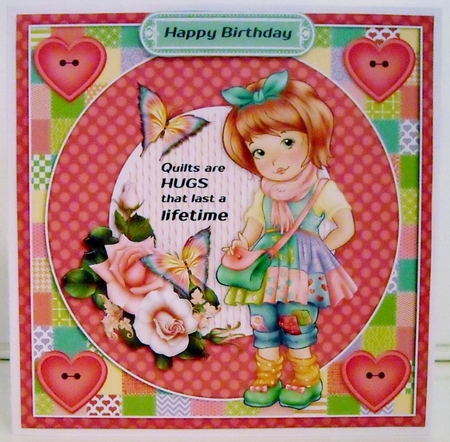Quilts are HUGS 8X8 Card Front by Pam Stubley