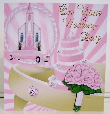 On your wedding day, pink wedding cake and rings 8x8 by Pam Stubley