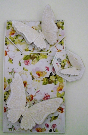 Vintage White Roses with Butterflies Card/Money Envelope Mini Kit by Pam Stubley