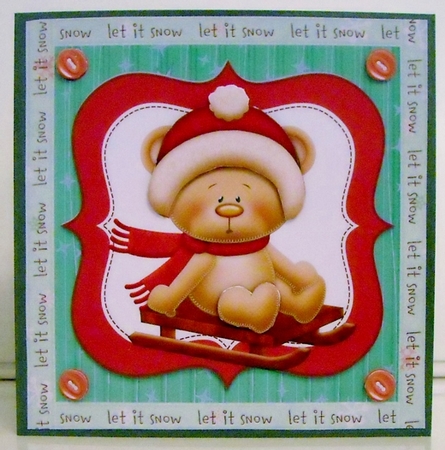 Cute Teddy Bear With Red Scarf 8x8 by Pam Stubley
