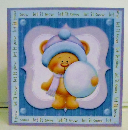 Cute Bear With Snowball 8x8 by Pam Stubley