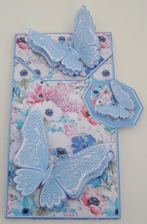 Colourful Anemones with Butterflies Card/Money Envelope Mini Kit by Pam Stubley