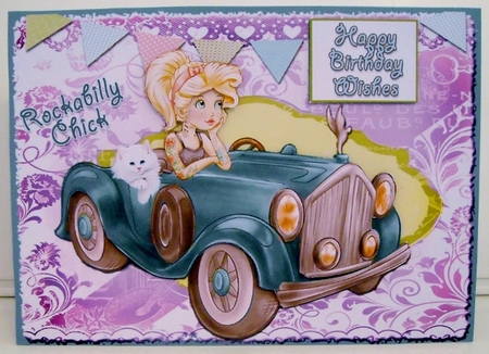 Mini Kit - Pretty Rockabilly Chick #2- for lots of occasions by Pam Stubley