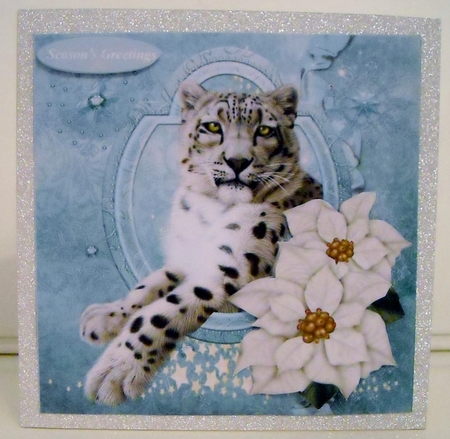 Snow Leopard Topper with Poinsettia Flower Decoupage by Pam Stubley