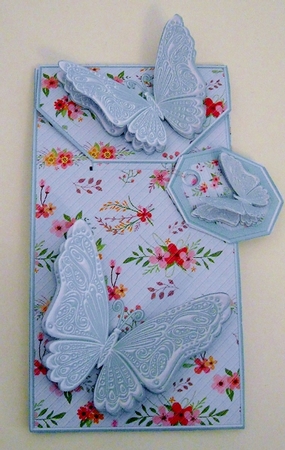 Flowers on an Aqua Background with Butterflies Card/Money Envelope Mini Kit by Pam Stubley