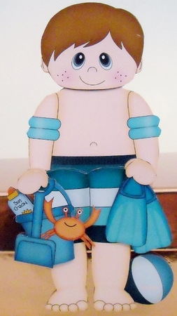 3D On the Shelf Card Kit - Cute Little Boy Danial is spending the Day on the Beach  by Pam Stubley