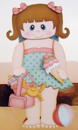 3D On the Shelf Card Kit - Cute Little Girl Kizzy is spending the Day on the Beach by Pam Stubley