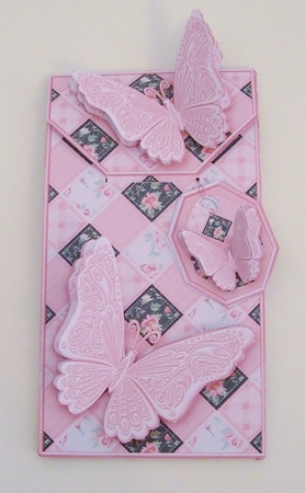 Pink & Black Patchwork with Butterflies Card/Money Envelope Mini Kit by Pam Stubley