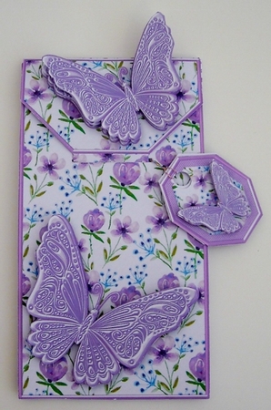 Purple & Blue Flowers with Butterflies Card/Money Envelope Mini Kit by Pam Stubley