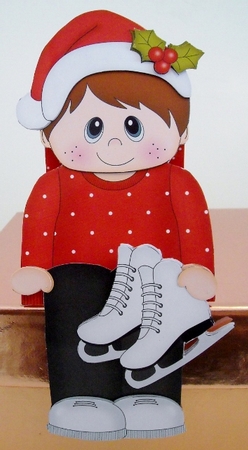 3D On the Shelf Card Kit - Christmas Jumper Boy goes Skating by Pam Stubley
