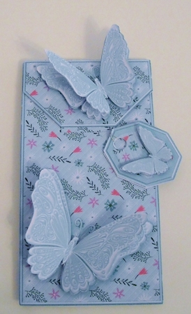 Springtime Aqua Bgd with Butterflies Card/Money Envelope Mini Kit by Pam Stubley