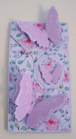 Roses and Leaves on White with Butterflies Card/Money Envelope Mini Kit by Pam Stubley