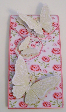 Pink Peonies with Butterflies Card/Money Envelope Mini Kit by Pam Stubley
