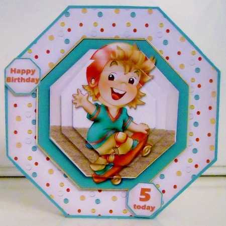 Skating Boy Large Octagonal Pyramid Card Kit by Pam Stubley