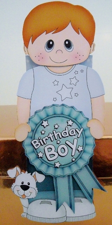 3D On the Shelf Card Kit - Little Toddler Pete is the Birthday Boy with ages 1 - 5 age Rosette Decoupage by Pam Stubley