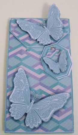 Teal and Purple Zig Zag with Butterflies Card/Money Envelope Mini Kit by Pam Stubley