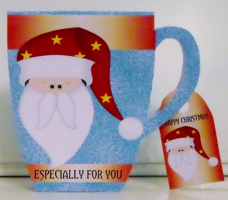 Christmas Mug Card 4 - Santa Head by Pam Stubley