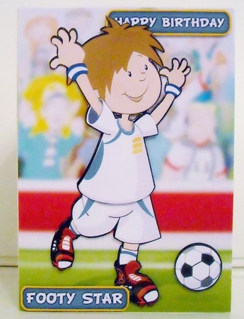 Mini Footballer Dude White and Blue by Pam Stubley