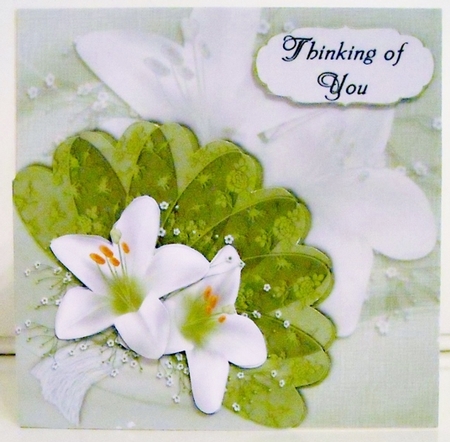 White Lillies Green Fan by Pam Stubley