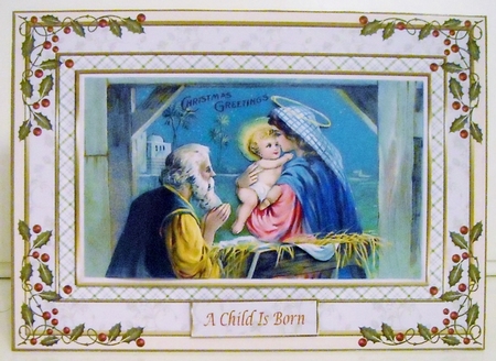 Christmas Vintage Child is Born Topper by Pam Stubley